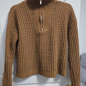 No Boundaries Tan Waffle Knit Sweater